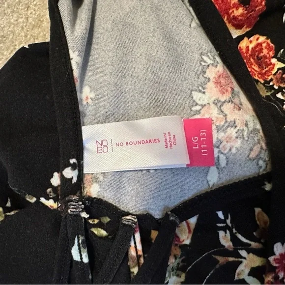 No Boundaries Black & Floral T Shirt Dress - Picture 10 of 13